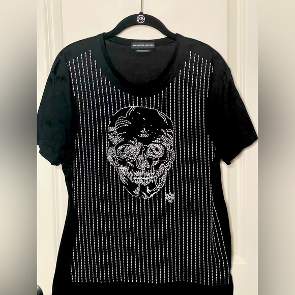 Alexander McQueen hand embroidered Iconic Skull Black tshirt EUC